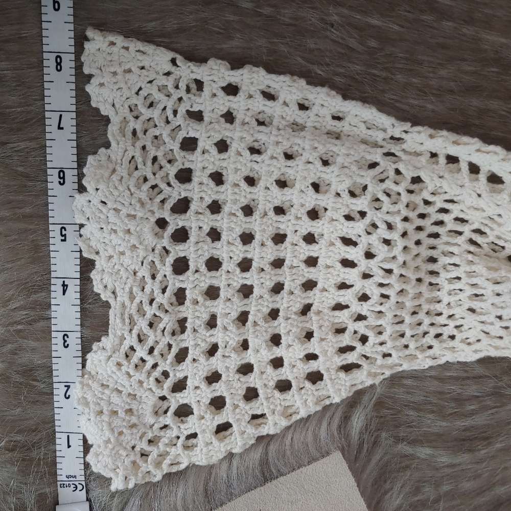 Divided H&M • Boho Cotton Cream Ivory Crop Top Crochet Long Bell Sleeve Medium - Picture 13 of 16